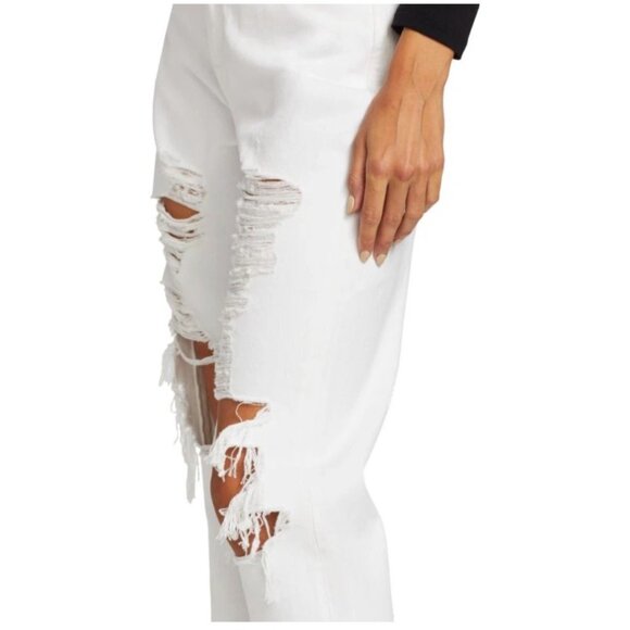 NWT Frame White Distressed Le Jane High Rise Straight Fit Jeans Size 27 - Picture 3 of 12